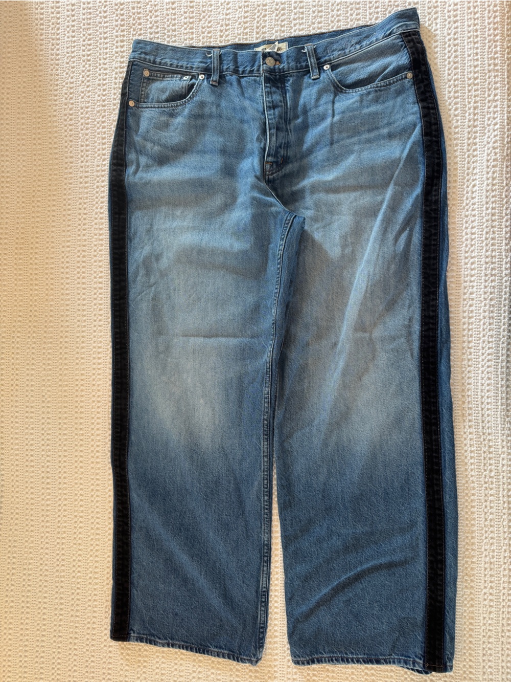 Madewell Low-Slung Baggy Jeans Fennbrook Tuxedo Stripe Size 32